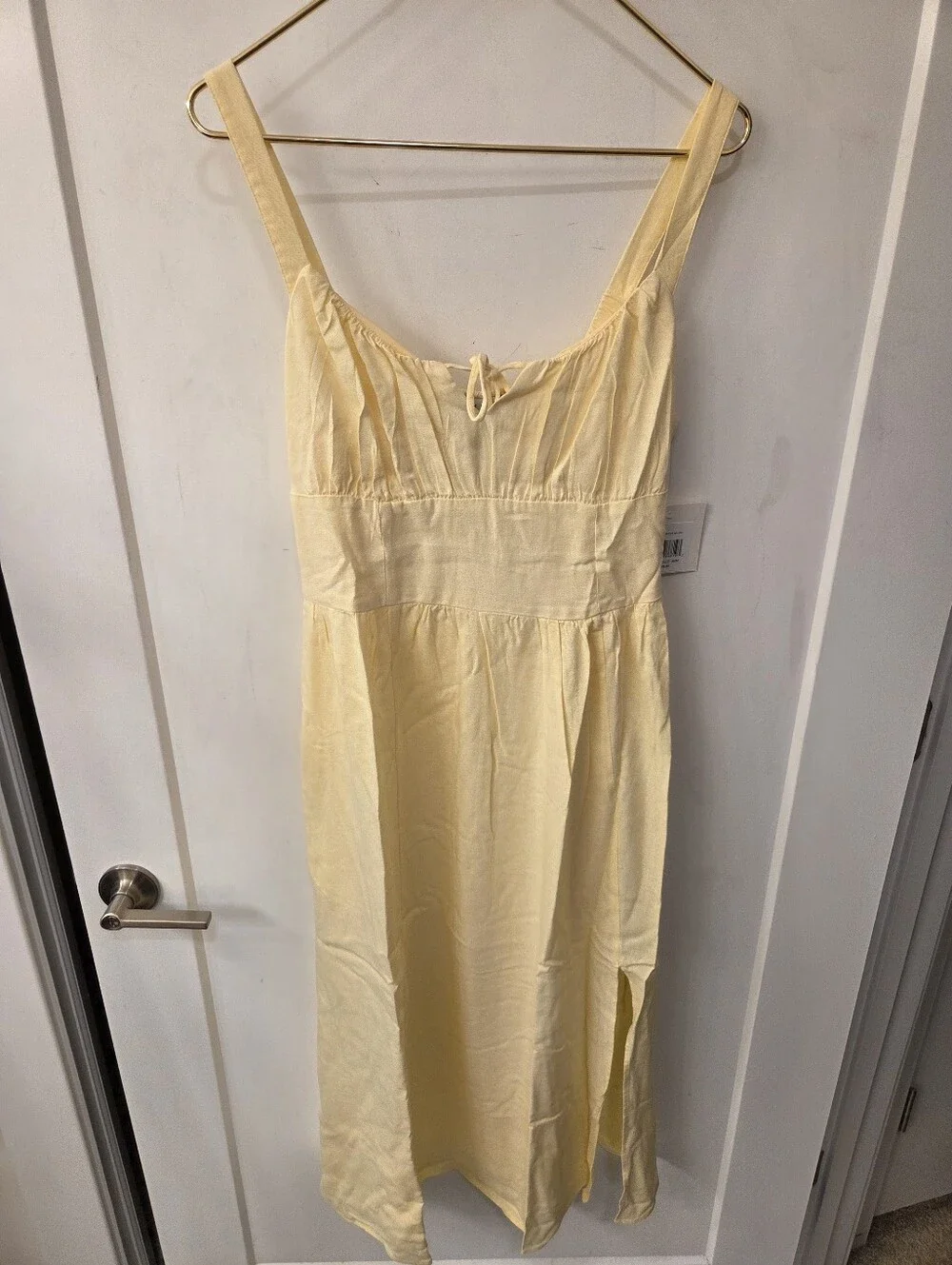 NWT-Ellen Tracy Linen Blend Scoop Neck Fitted Bodice Front Slit Midi Dress- Sz M - Picture 7 of 15